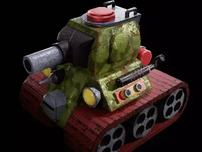 Gameready tank toy Low-poly 3D model