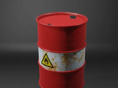Oil Barrel Low-poly 3D model 2
