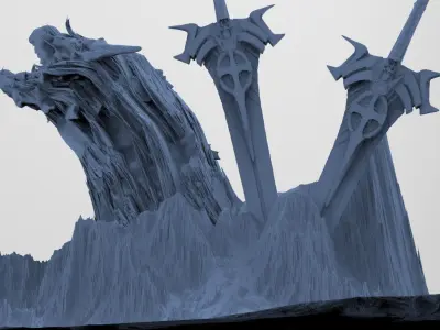 Dragon Clawed Spiked mountain swords 3D model
