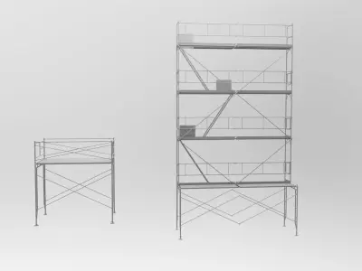 Platform scaffolding tower and ladder 3D model
