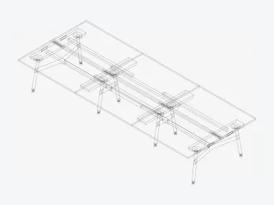 Desk - Timberline - Workstation - Dbl - Side - 6 - Person - Low Low-poly 3D model