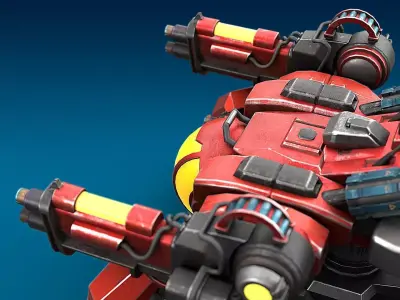 Sci-Fi Quadruped Combat Robot 3D model