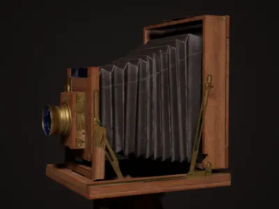 Vintage plate camera Low-poly 3D model