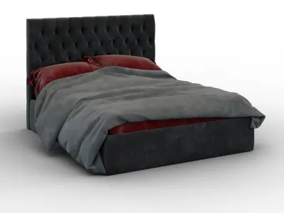 Forli bed with tufted headboard Free 3D model