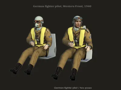 German fighter pilot ww II 3D model