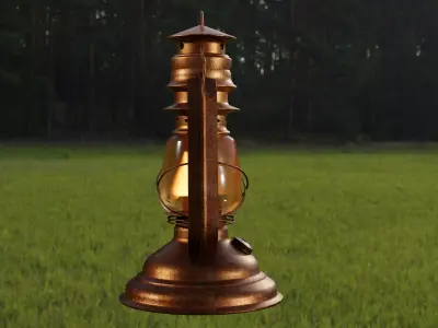 3D Old Lantern with Flame Animated  Blender 3D model