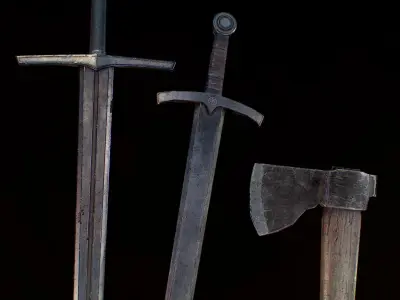 Medieval Simple Weapons Low-poly 3D model
