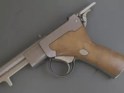 Old pistol gun PBR low poly Low-poly 3D model
