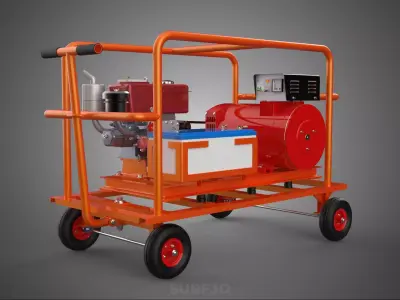 CAGE GENERATOR SET GENSET DIESEL ENGINE POWER DYNAMO ALTERNATOR 3D model