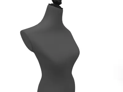 Female Adjustable Mannequin Torso With Wooden Stand 3D model 3D model