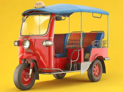 Tuk Tuk Taxi Low Poly PBR Low-poly 3D model