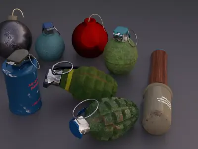 Granades Pack Free low-poly 3D model