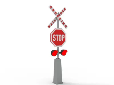 Rail road crossing stop sign 3D model
