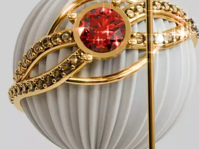 Luxury Intertwined Gold Ring  Jewelry Visualization 3D Model 3D model