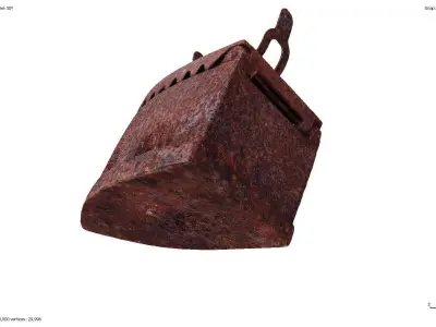 Antique rusty charcoal iron 3D model