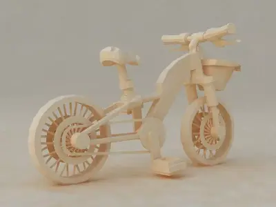 Cartoon Messenger bike Origami Toy bike low 3D model