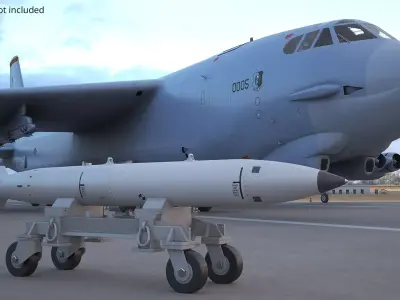 Nuclear Aircraft Bomb with Transport Trolley 3D model