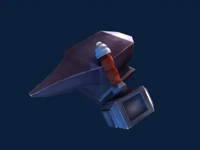 Hammer and anvil Low-poly 3D model