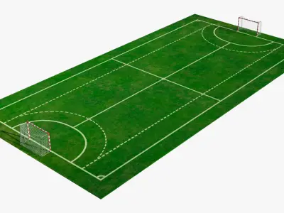  Handball Court Field with Two Goals Green Fur 