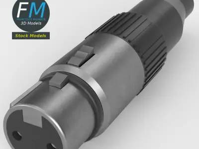 Female XLR audio connector 3D model