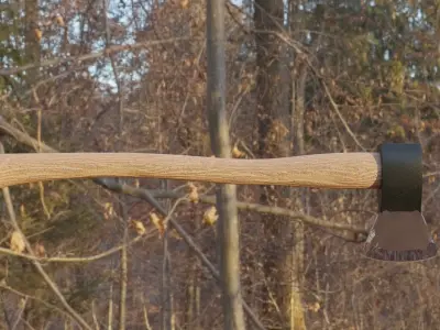Wooden Axe Free low-poly 3D model buy