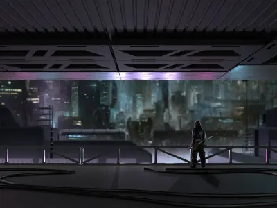 Cyberview futuristic city hd wallpaper 3D model
