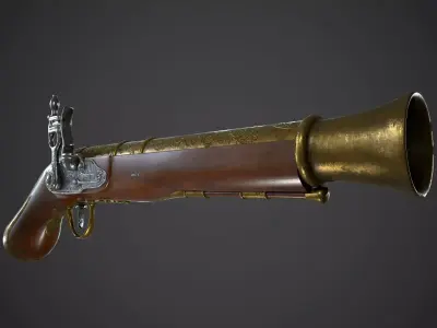 Ancient Shotgun Low-poly 3D model