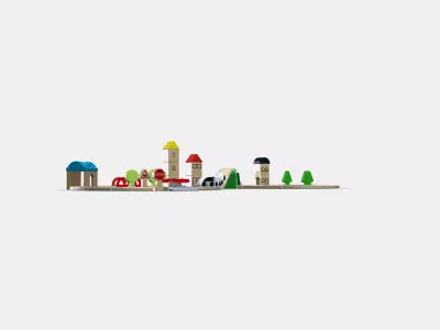 LILLABO 45-piece train set with rail Low-poly 3D model