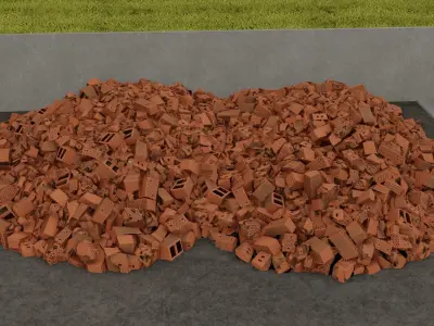 Heap of Clay Brick Demolition Material  Low-poly 3D model
