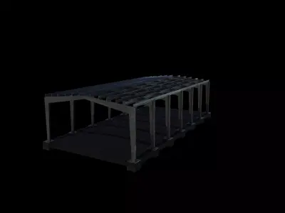 Industrial metal hangar 02 3D model