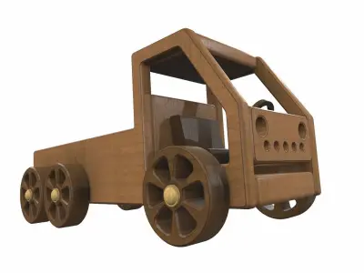 Wooden car toy truck 1 Free 3D model