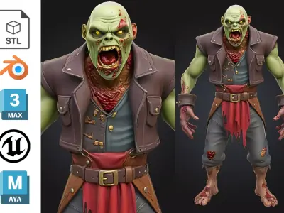 Fantasy Zombie Warrior Low-poly 3D model