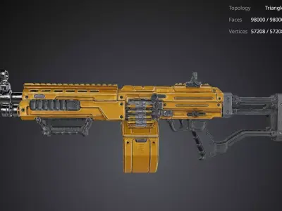 Yellow Rifle 3D model