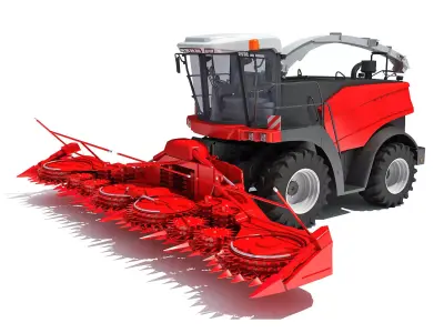 Red Combine Harvester 3D model
