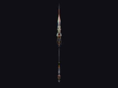 Magical Staff Magic Stick Fantasy Wand Axe Props Lowpoly Item Low-poly 3D model