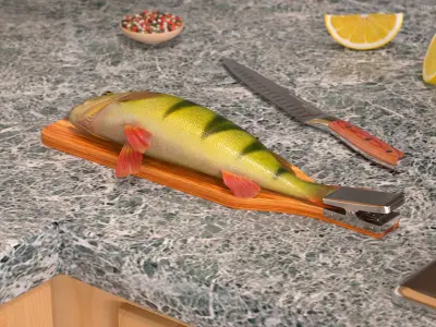  Fish Scaling Board with Yellow Perch 