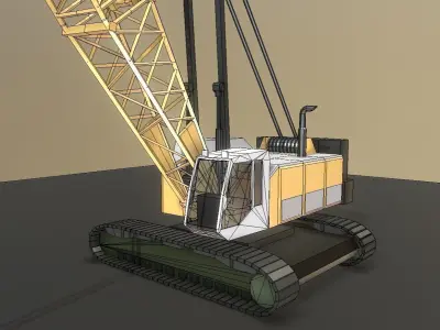 Construction Vehicle Cable Crane Low Poly and Rigged Low-poly 3D model