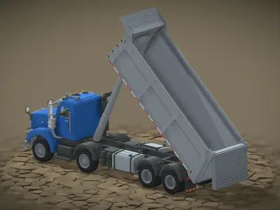 Voxel Dumper Truck With Animation Low-poly 3D model