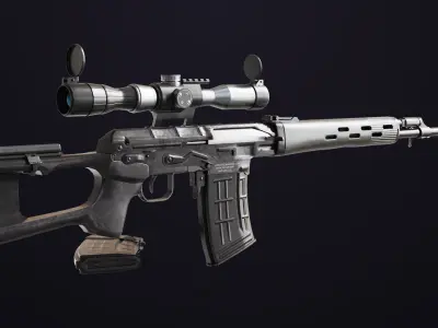 Sniper Rifle 01 Black Rig All PBR Unity UE Textures Low-poly 3D model