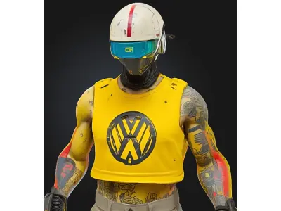 Tattooed Cyborg Street Punk Low-poly 3D model
