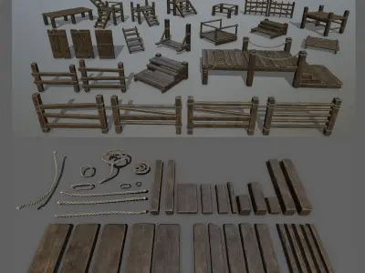 woods and ropes 3D model