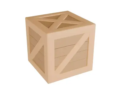 Stylized Cartoon Wooden Crate Low-poly 3D model