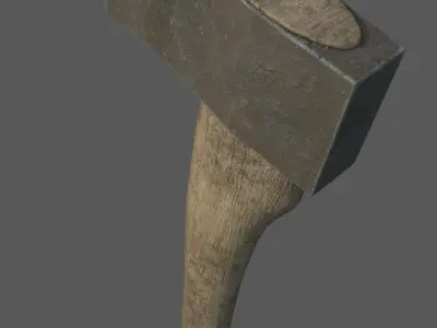 PBR Wood Axe Low-poly 3D model