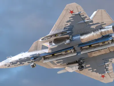 SU-57 Stealth Jet Fighter Pixel Camouflage 3D model
