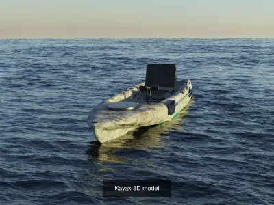 Kayak 3D model floating in ocean 3D Model Pack