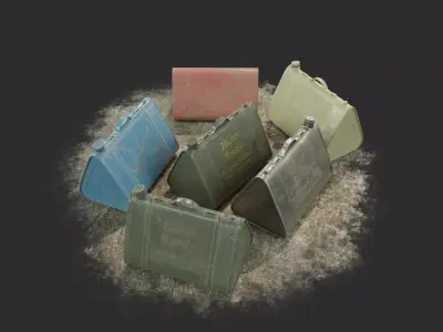Gameready PBR WW1 Triangular Jerrycan Low-poly 3D model