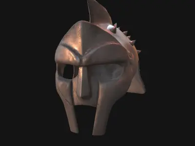 gladiator helmet and shield Low-poly 3D model