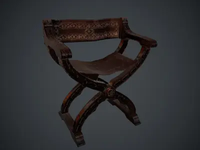 Antique Ancient Chair Low-poly 3D model