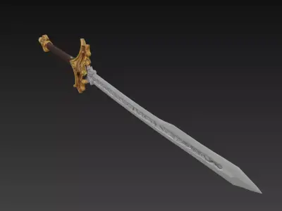 Aetherion Bladeward - Royal Celestial Longsword Low-poly 3D model