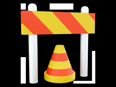 Traffic warning cones cartoon icon 3D model